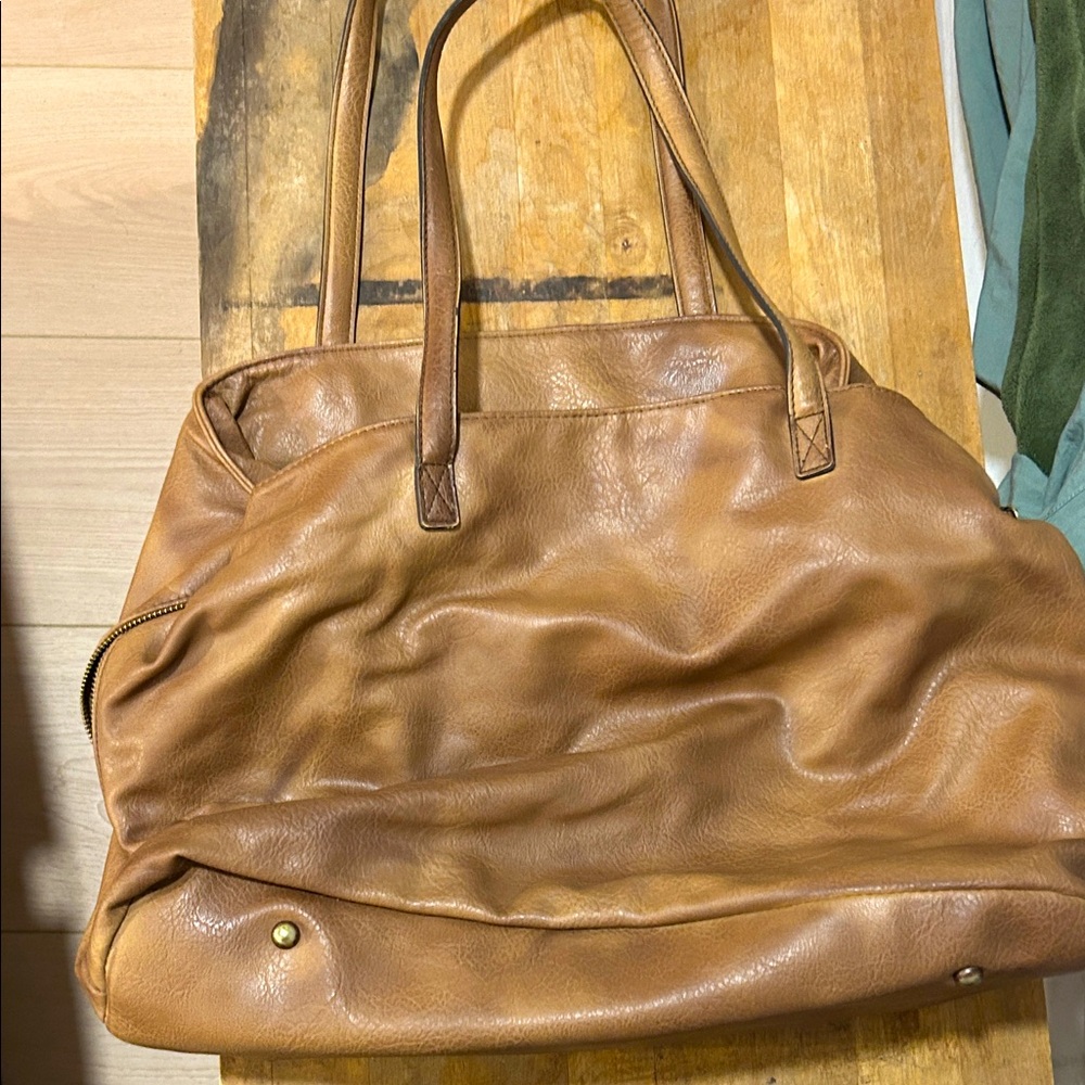FreePeople vegan lightweight Brown Leather Tote Bag
